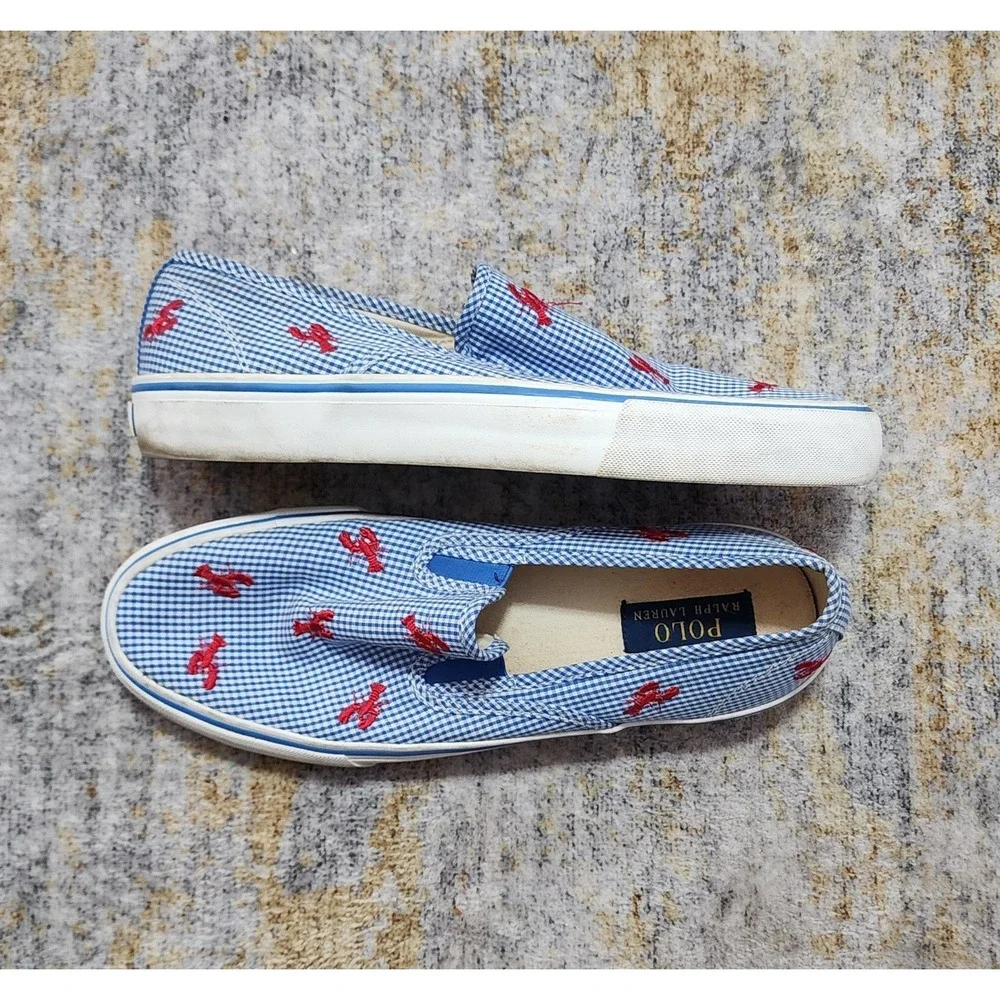 Polo Ralph Lauren Men's Mytton Blue Canvas Lobster Slip-on Sneaker Size 9.5D